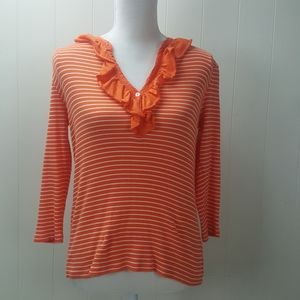 Lauren Ralph Lauren Striped Ruffle Top